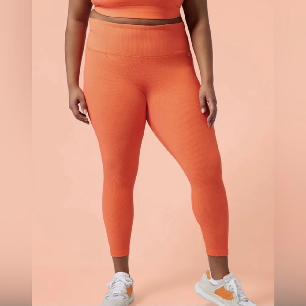 Athleta X ALICIA KEYS Elation Tight Leggings 3X Jewel Orange Ribbed Athletic